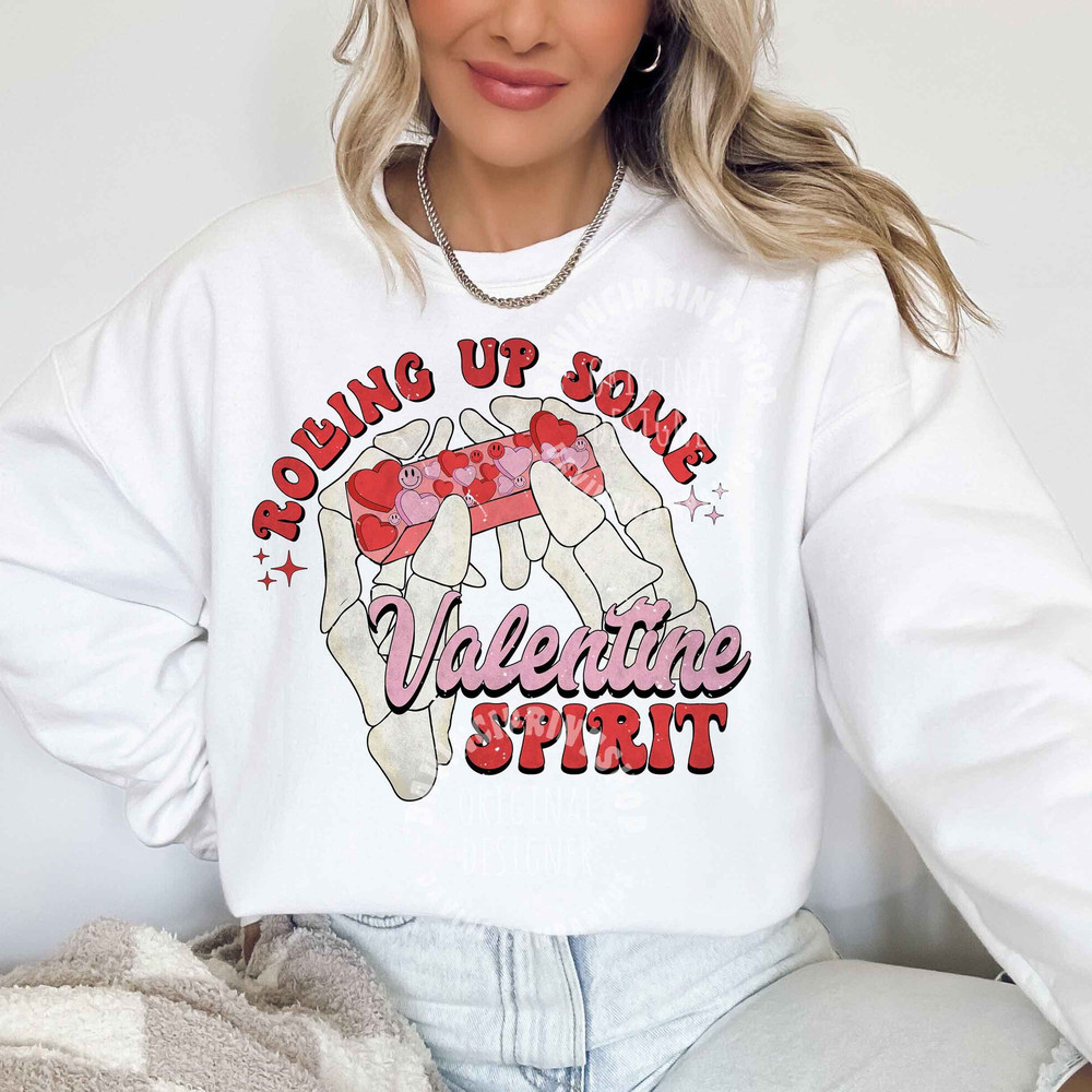 Rolling Up Some Valentine Spirit Sublimation PNG Design, Valentines png, Funny Valentines png, Valentines skeleton, Skeleton png, love, png.jpg