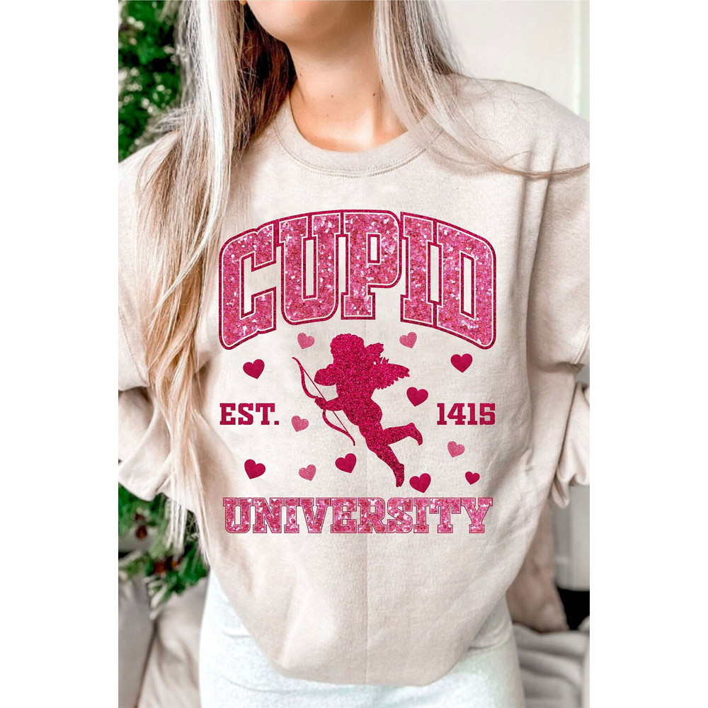 Glittered Cupid University PNG, Valentine PNG, Valentines Day Shirt Design, Love Png, Cupid Png, Sublimation Designs, Digital Download.jpg