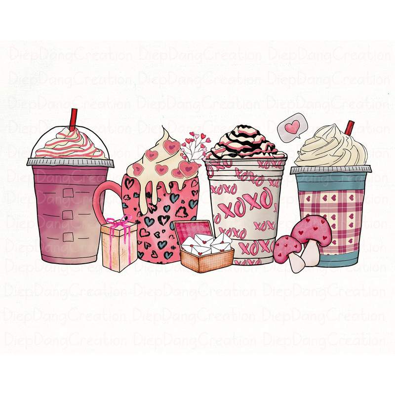 Valentine Coffee Png, Valentine Drinks Png, XOXO Png, Valentine's Day Png, Latte Drink, Valentine Love, Coffee Lover, Valentine Png Design 1.jpg