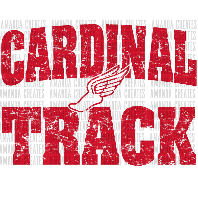 Cardinal Track Distressed Mascot Design PNG, Digital Download 1.jpg