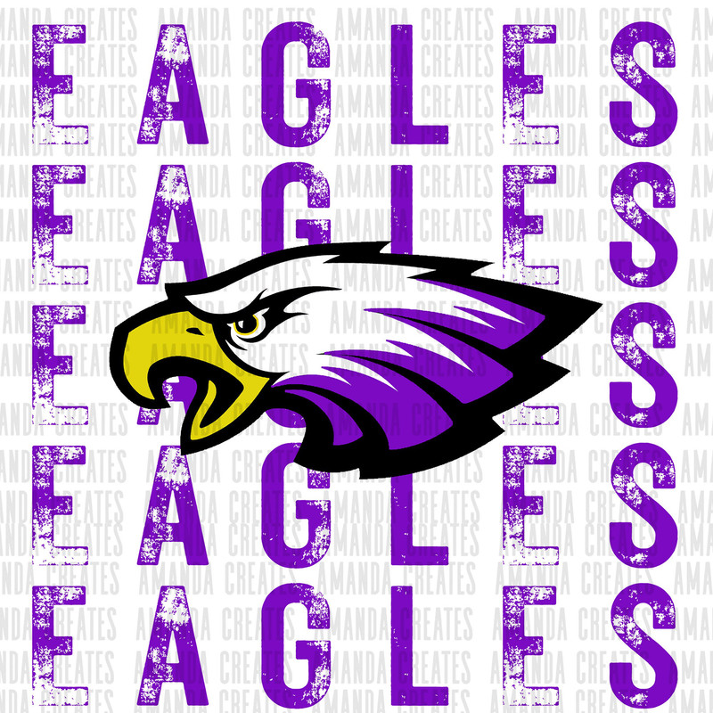 Eagles Distressed Mascot Design Purple PNG, Digital Download 1.jpg