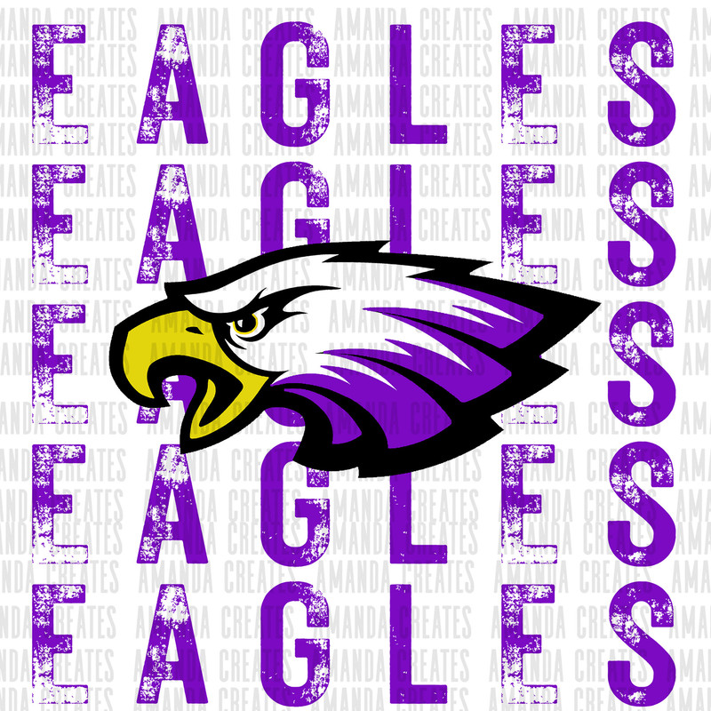Eagles Distressed Mascot Design Purple PNG, Digital Download.jpg