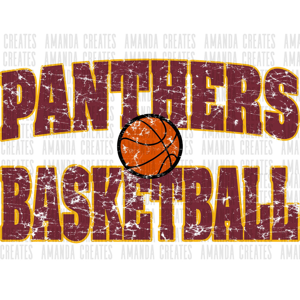 Panthers Basketball Distressed Mascot Design PNG, Digital Download.jpg