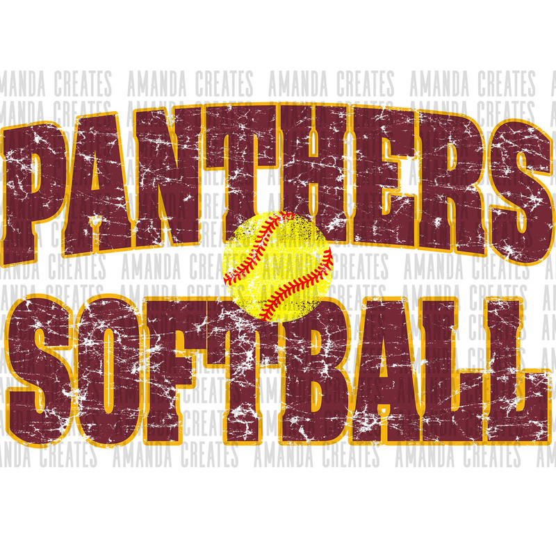 Panthers Softball Distressed Mascot Design PNG, Digital Download.jpg