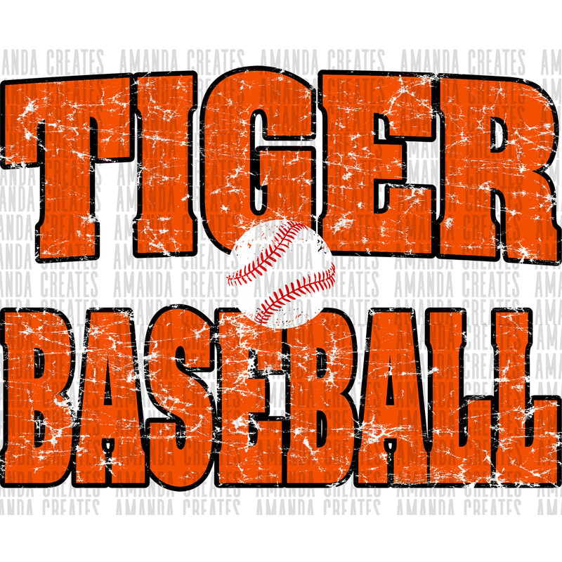 Tiger Baseball Distressed Mascot Design PNG, Digital Download.jpg