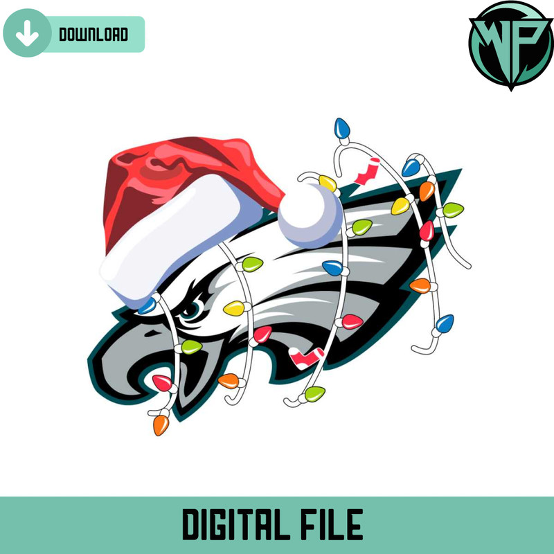 Eagles With Santa Hat And Christmas Light Svg - Gossfi.com.jpg