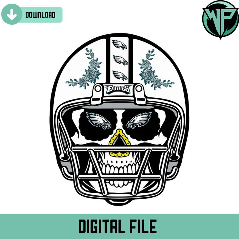 Sugar Skull Eagles Helmet Svg Digital Download - Gossfi.com.jpg