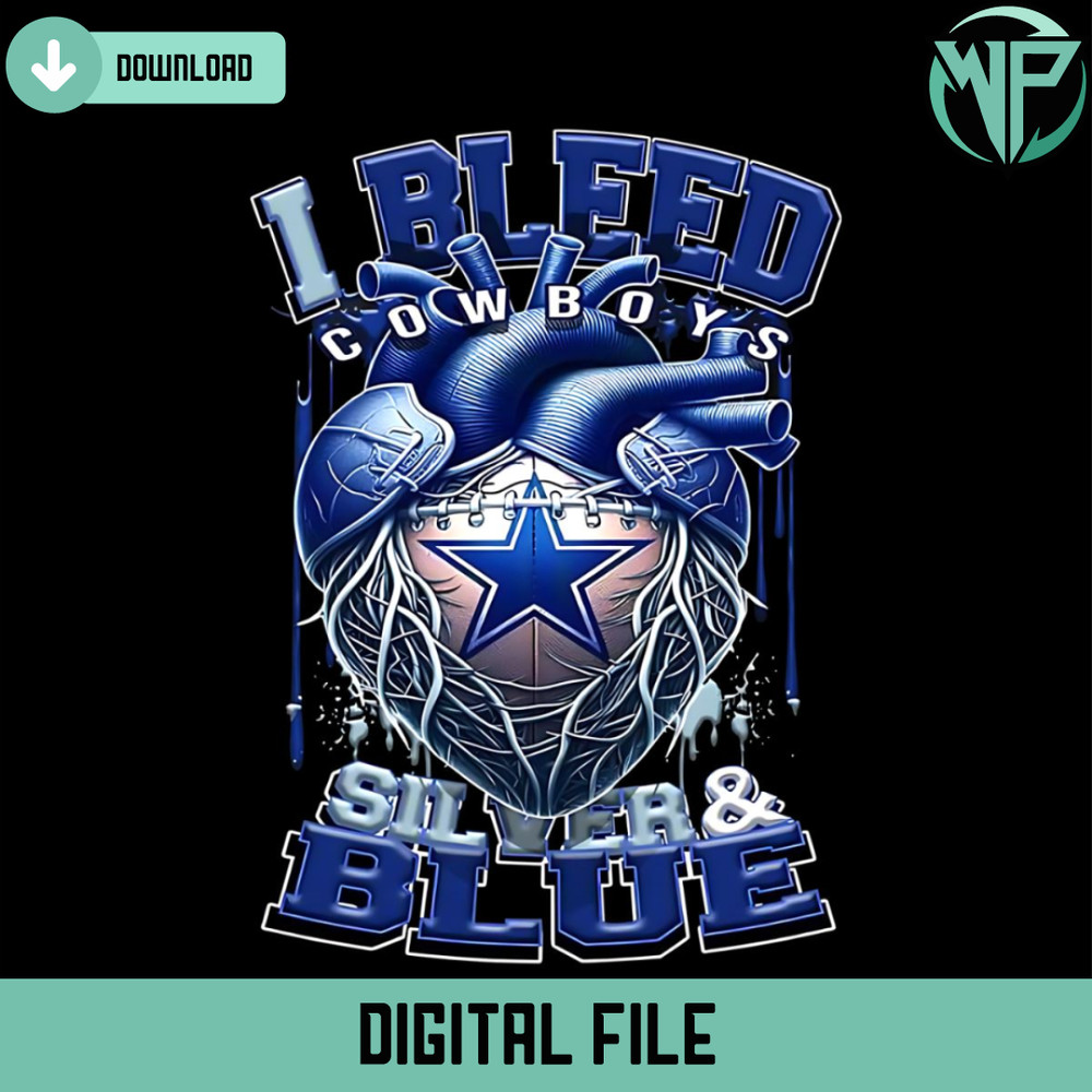 I Bleed Silver And Blue Cowboys Heart Png - Gossfi.com.jpg