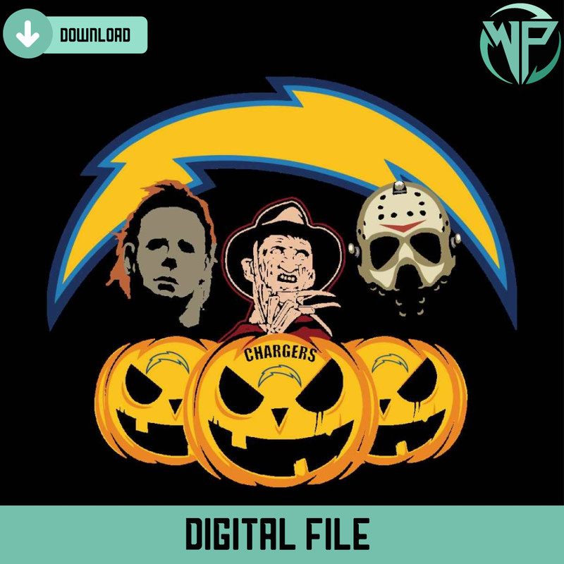 Halloween Horror Movie Pumpkin Los Angles Chargers Svg - Gossfi.com.jpg