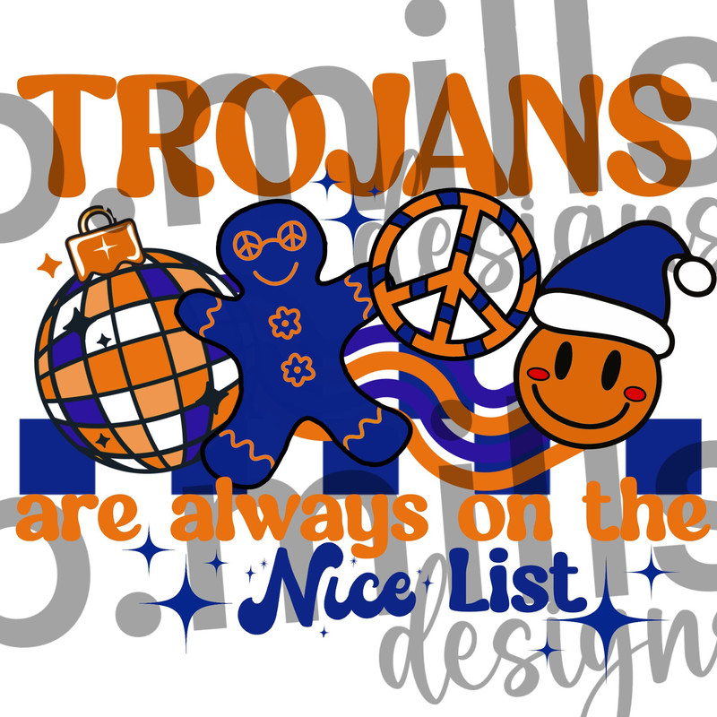 Trojans Christmas On the Nice List Groovy Sublimation Design- 300 DPI.jpg
