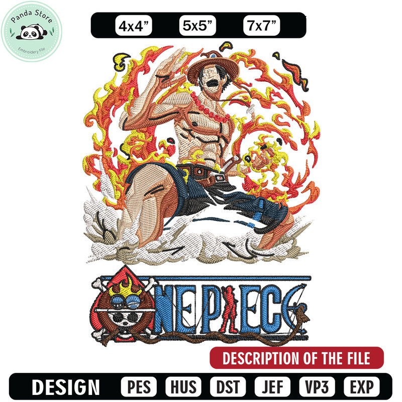 Ace Poster Embroidery Design,One piece Embroidery, Embroidery File, Anime Embroidery, Anime shirt, Digital download.jpg