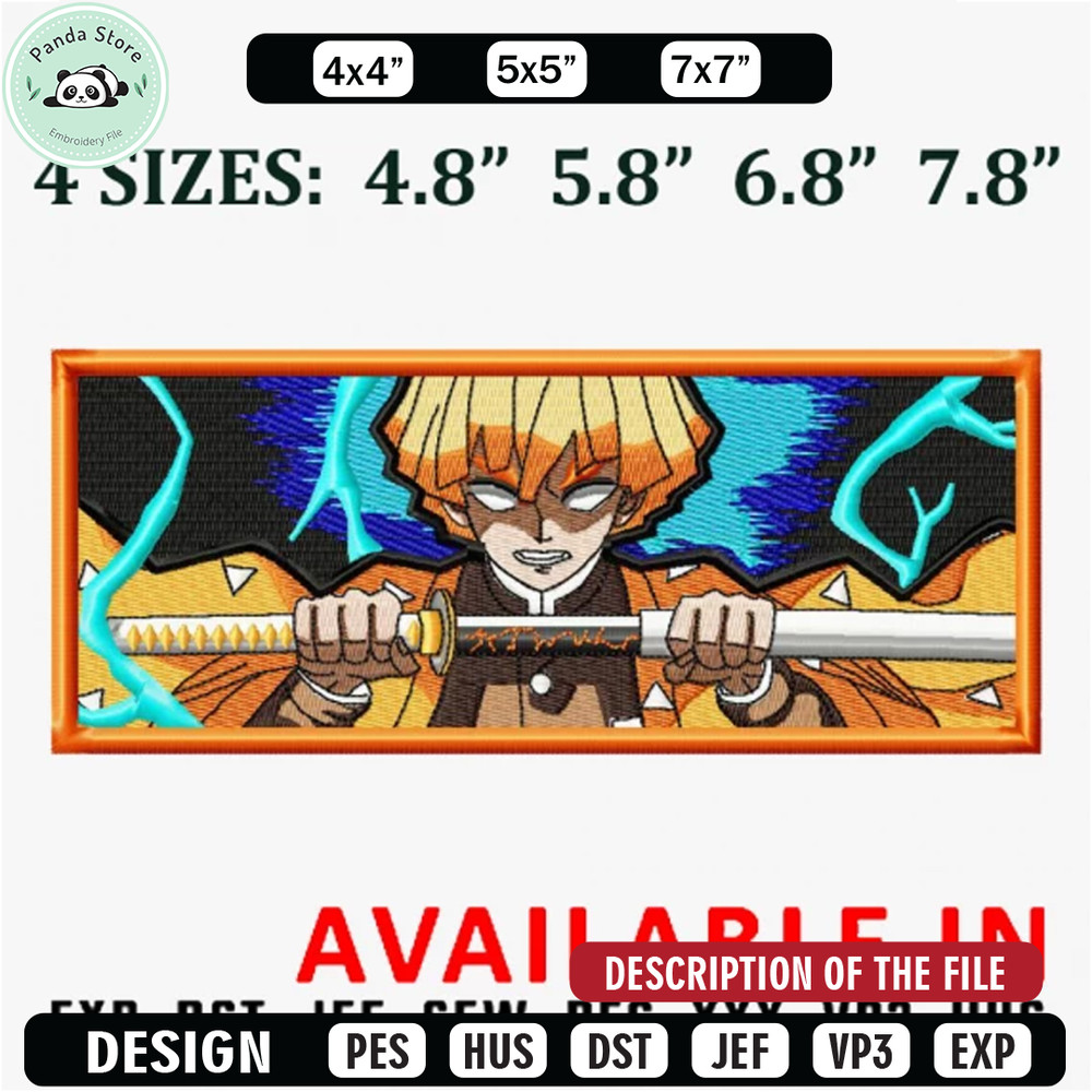 Agatsuma zenitsu frame embroidery design,Anime Embroidery,Anime shirt, Anime design, Embroidered shirt, digital download.jpg