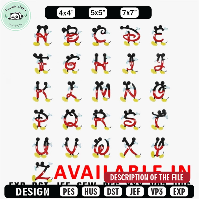 Alphabet a to z embroidery design, Disney embroidery, Embroidered shirt, Disney shirt, Disney design, digital download.jpg