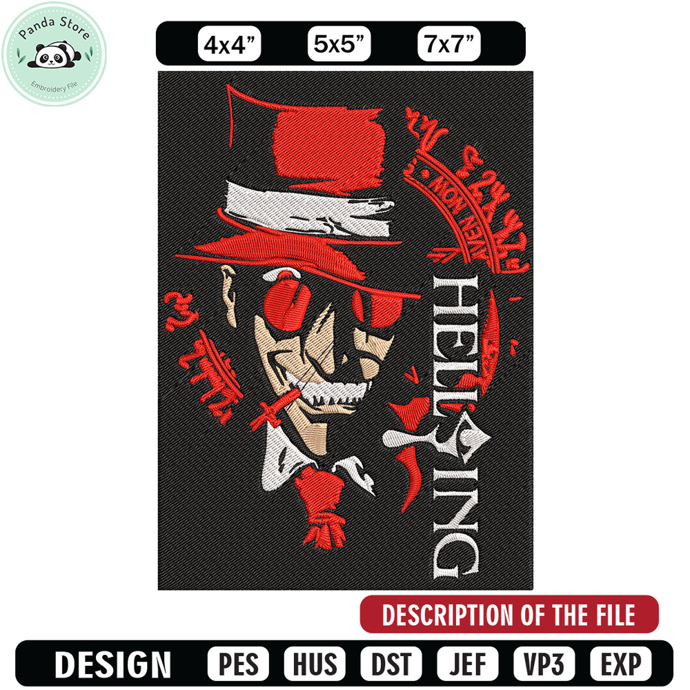 Alucard Poster Embroidery Design, Hellsing Embroidery, Embroidery File, Anime Embroidery, Anime shirt, Digital download.jpg
