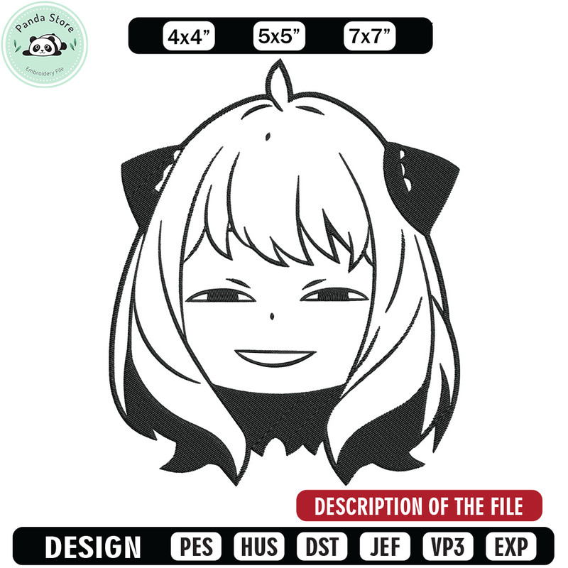 Anya meme Embroidery Design, Spy x family Embroidery, Embroidery File, Anime Embroidery, Anime shirt, Digital download.jpg