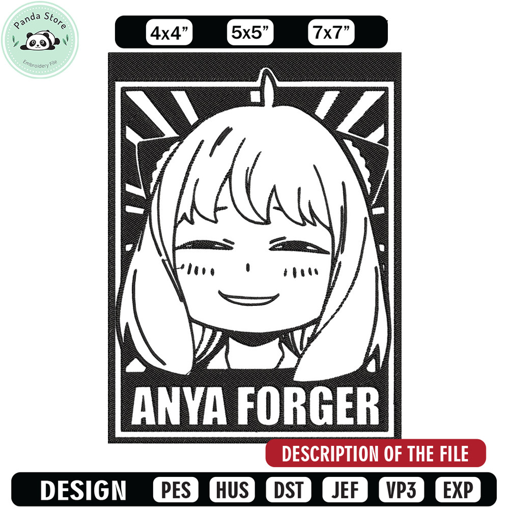 Anya poster Embroidery Design, Spy x family Embroidery, Embroidery File, Anime Embroidery, Anime shirt,Digital download.jpg