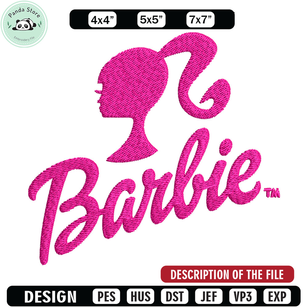 Barbie logo and her Embroidery, Barbie logo and her Embroidery, logo design, Embroidery File, Digital download.jpg