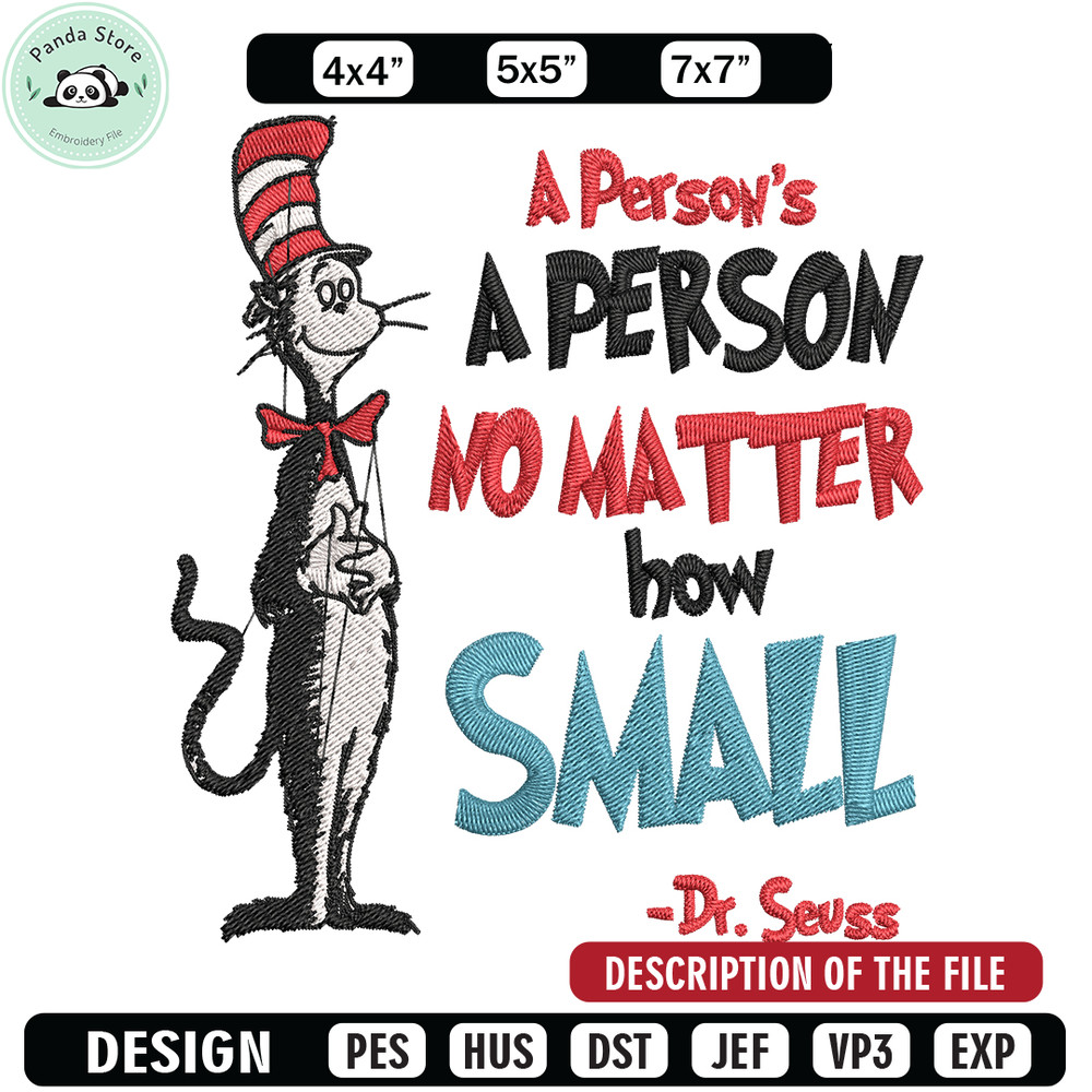A person's no matter how small Dr Seuss Embroidery Design, Dr Seuss Embroidery, Embroidery File, Digital download.jpg