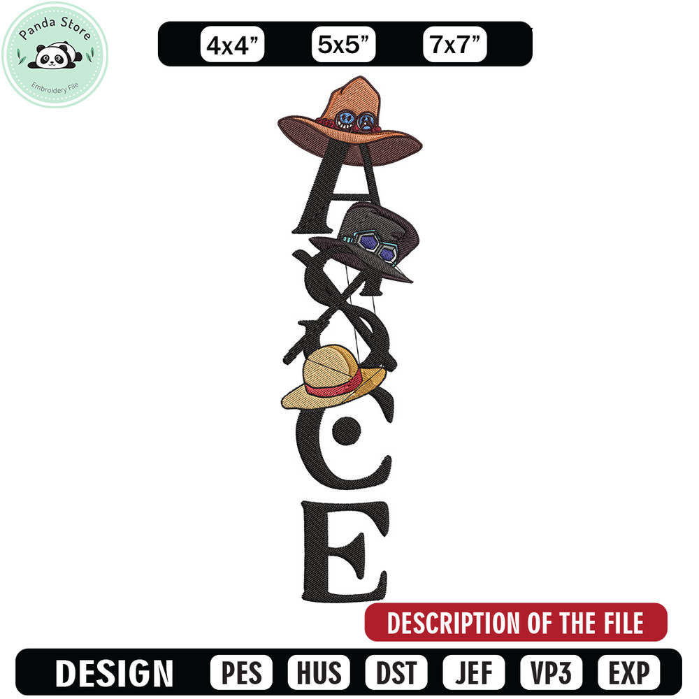 Ace tattoo Embroidery Design, One piece Embroidery, Embroidery File, Anime Embroidery, Anime shirt, Digital download.jpg