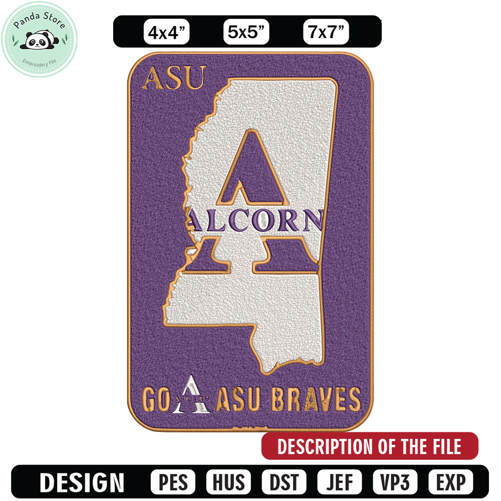 Alcorn State logo embroidery design, Logo embroidery, Sport embroidery, logo sport embroidery, Embroidery design.jpg