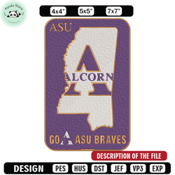 alcorn state logo embroidery design, logo embroidery, sport embroidery, logo sport embroidery, embroidery design