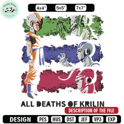 all deaths of krilin embroidery design, dragonball embroidery, embroidery file, anime embroidery, digital download