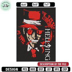 alucard poster embroidery design, hellsing embroidery, embroidery file, anime embroidery, anime shirt, digital download