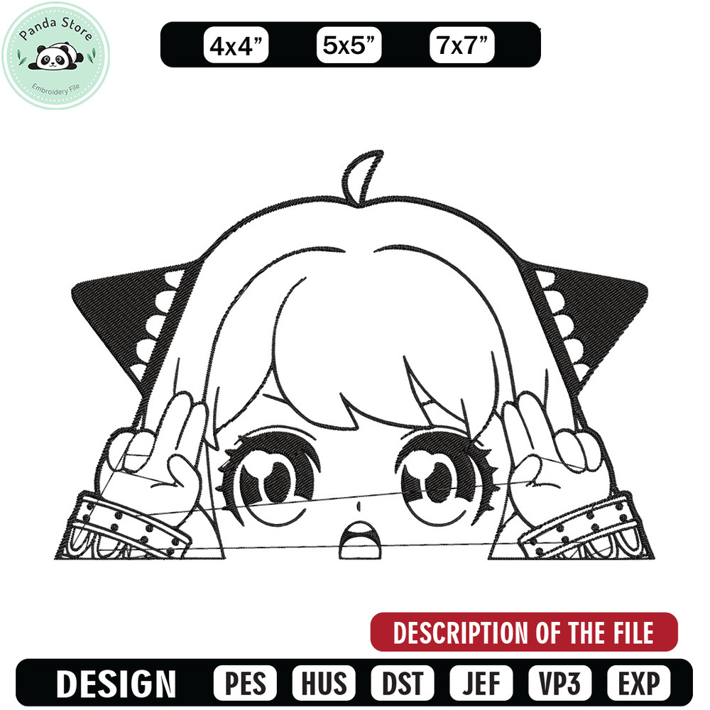 Anya cute Embroidery Design, Spy x family Embroidery, Embroidery File, Anime Embroidery, Anime shirt, Digital download.jpg