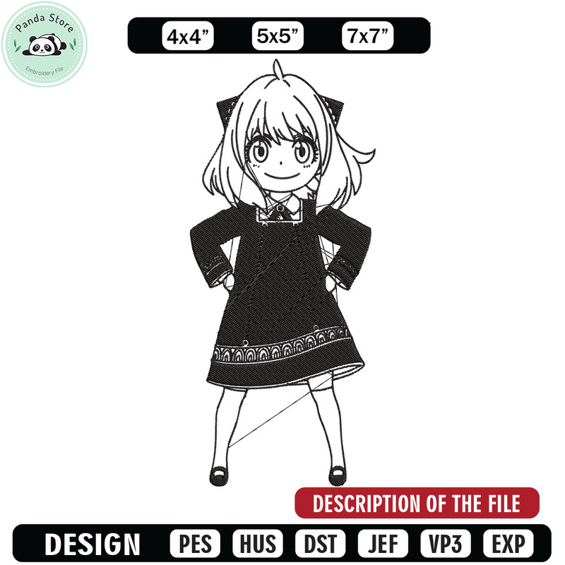 Anya Forger Embroidery Design, Spy x family Embroidery, Embroidery File, Anime Embroidery, Anime shirt, Digital download.jpg