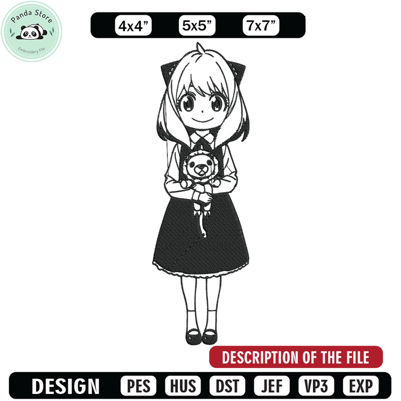 Anya Forger Embroidery Design, Spy x family Embroidery, Embroidery File, Anime Embroidery, Anime shirt,Digital download.jpg