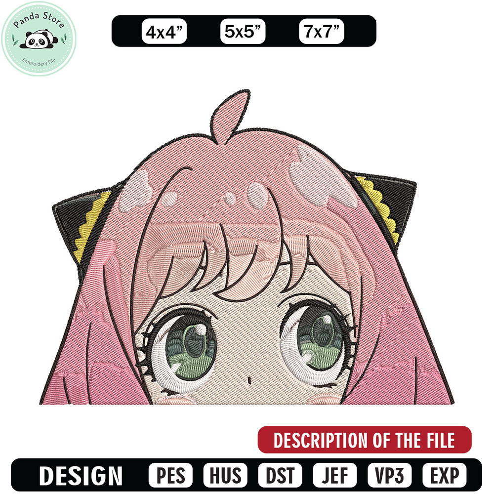 Anya Peek Embroidery Design, Spy x family Embroidery, Embroidery File, Anime Embroidery, Anime shirt, Digital download 1.jpg