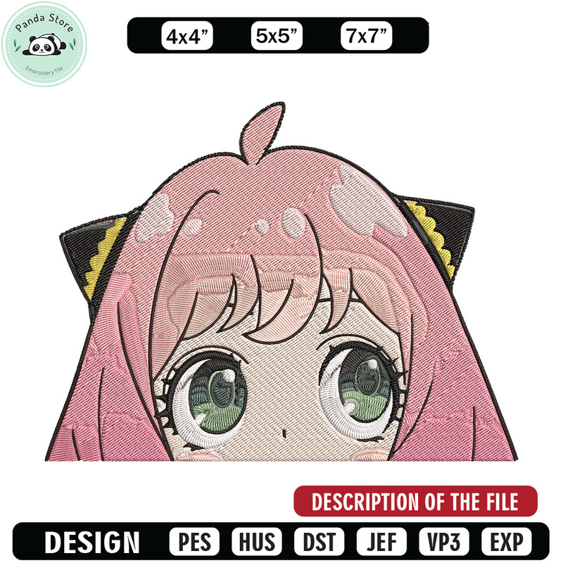 Anya Peek Embroidery Design, Spy x family Embroidery, Embroidery File, Anime Embroidery, Anime shirt, Digital download 1.jpg