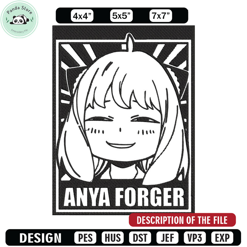 Anya poster Embroidery Design, Spy x family Embroidery, Embroidery File, Anime Embroidery, Anime shirt,Digital download.jpg
