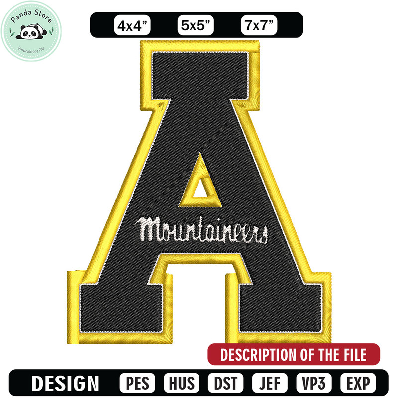 Appalachian State logo embroidery design, NCAA embroidery,Sport embroidery,Logo sport embroidery,Embroidery design.jpg