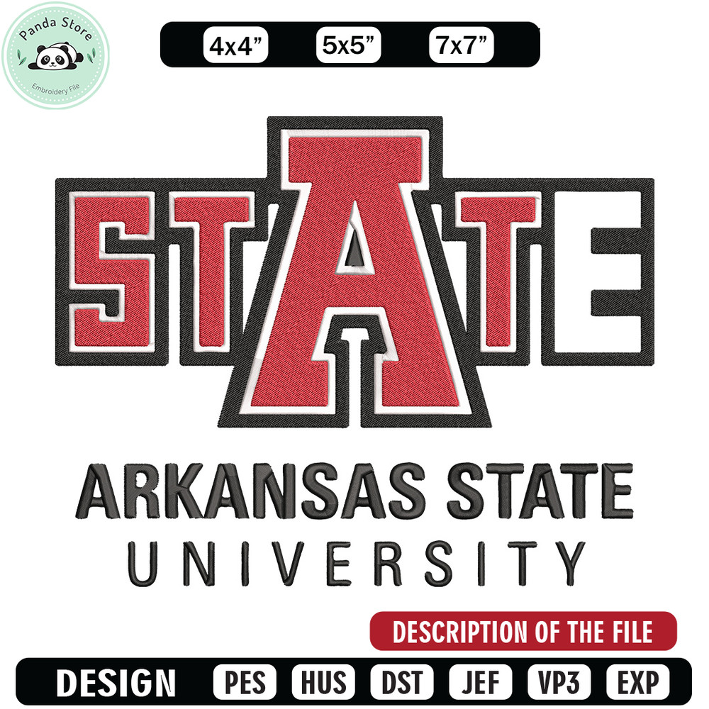 Arkansas State logo embroidery design, Sport embroidery, logo sport embroidery, Embroidery design, NCAA embroidery.jpg