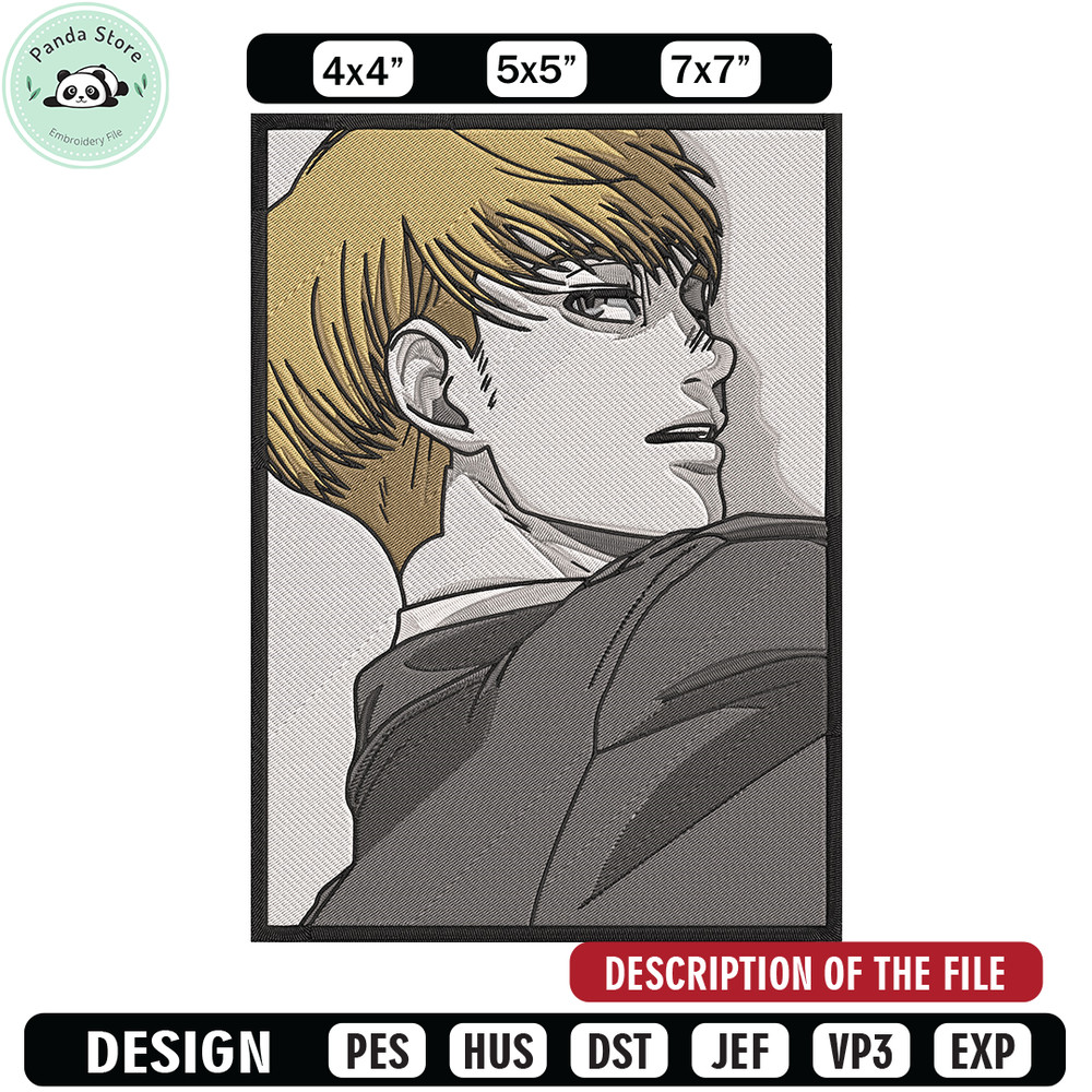 Armin Arlert Embroidery Design, Aot Embroidery, Embroidery File, Anime Embroidery, Anime shirt, Digital download.jpg