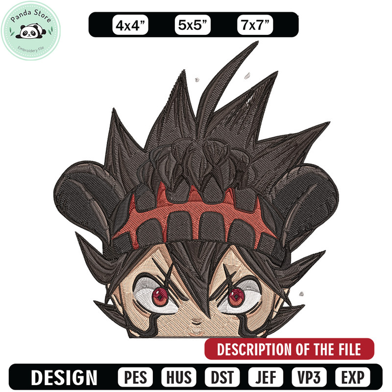 Asta Peeker Embroidery Design, Black clover Embroidery, Embroidery File, Anime Embroidery, Anime shirt, Digital download.jpg