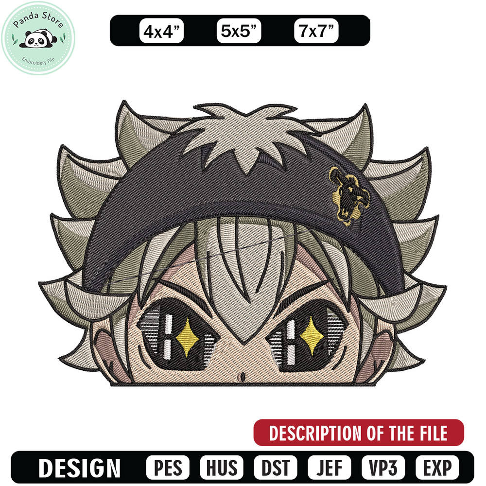 Asta Peeker Embroidery Design, Black clover Embroidery, Embroidery File, Anime Embroidery, Anime shirt,Digital download 1.jpg