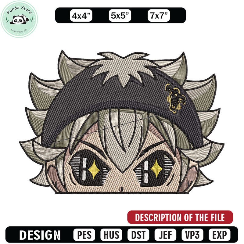 Asta Peeker Embroidery Design, Black clover Embroidery, Embroidery File, Anime Embroidery, Anime shirt,Digital download 1.jpg