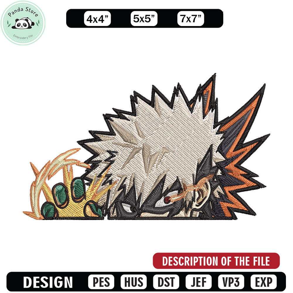 Bakugo Peeker Embroidery Design, Mha Embroidery, Embroidery File, Anime Embroidery, Anime shirt, Digital download 1.jpg