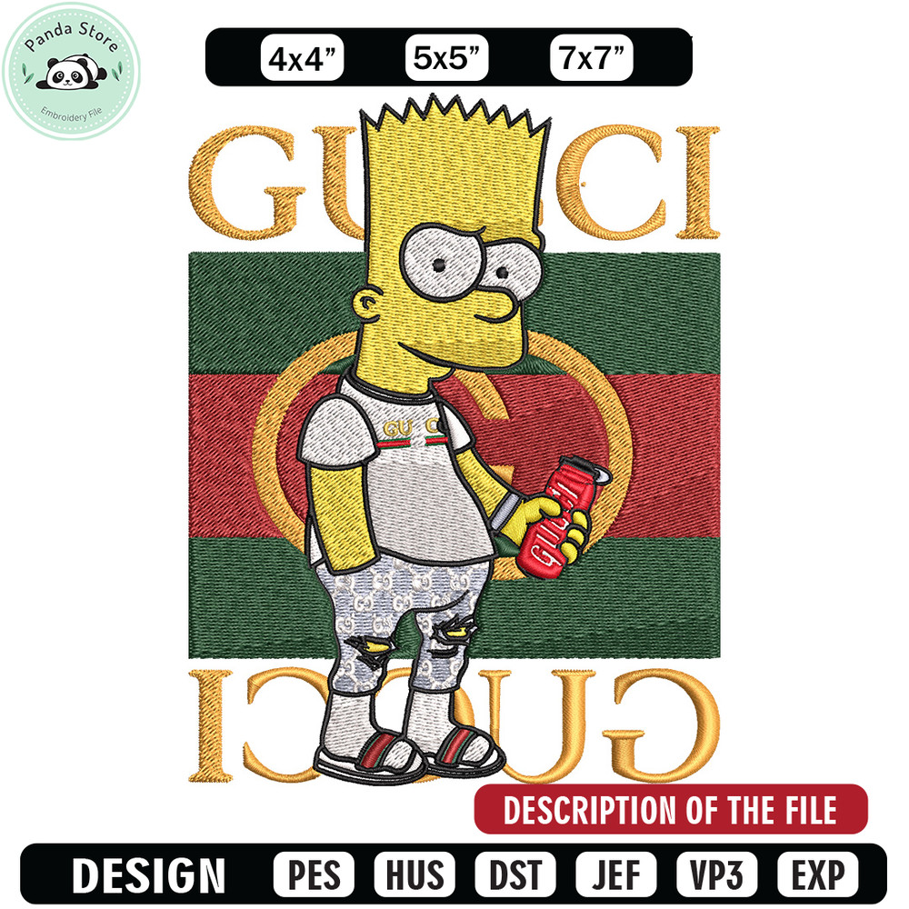 Bart gucci Embroidery Design, Gucci Embroidery, Embroidery File, Logo shirt, Sport Embroidery, Digital download.jpg