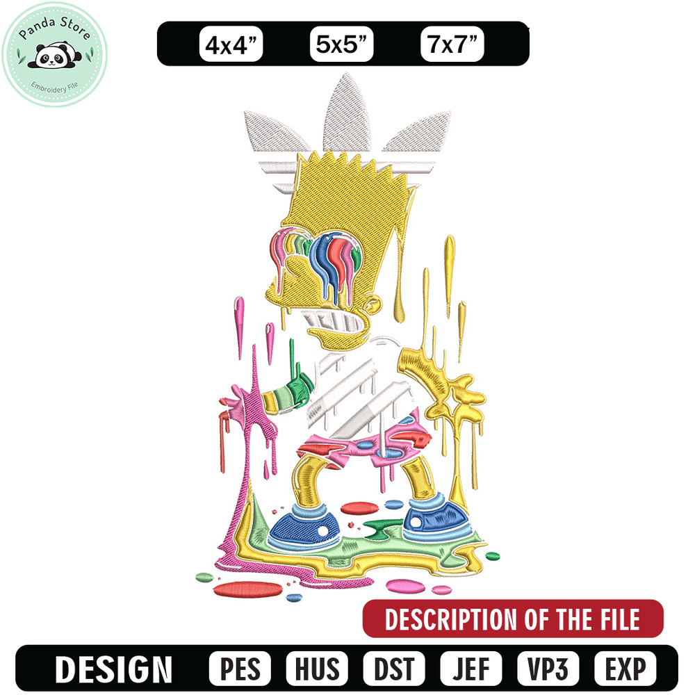 Bart simpson Embroidery Design, Simpson Embroidery, Embroidery File, Adidas Embroidery, Anime shirt, Digital download.jpg