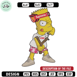 bart x supreme embroidery design, supreme embroidery, embroidery file, anime embroidery, simpson shirt, digital download