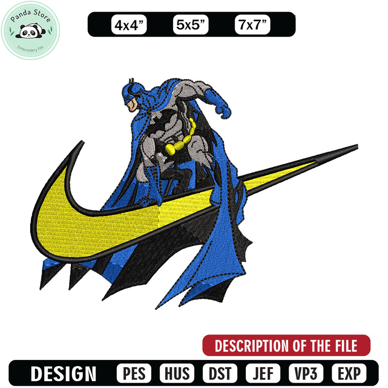 Batman Nike Logo embroidery design, Batman embroidery, Nike design, Logo shirt, movie shirt, digital download.jpg