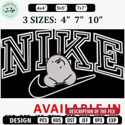 bear x nike logo embroidery design, brand design, embroidered shirt, brand shirt, brand embroidery, digital download
