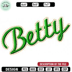 betty embroidery design, embroidery design, sale design, embroidered shirt, logo embroidery, digital download
