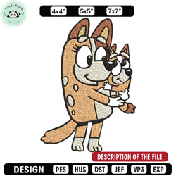 bingo and her mum embroidery, bluey embroidery, embroidery file, cartoon shirt, cartoon design, digital download
