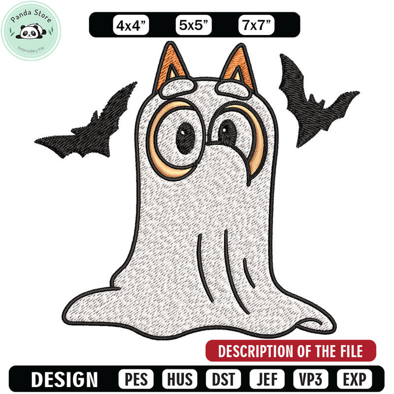 Bingo Ghost Halloween Embroidery design, Halloween Embroidery, cartoon design, Embroidery File, Digital download.jpg