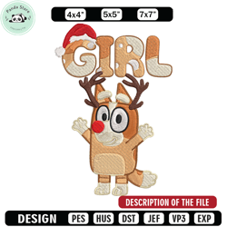 bingo girl embroidery design, bluey embroidery, embroidery file, chrismas embroidery, anime shirt, digital download