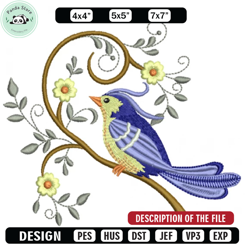 Blue bird embroidery design, Embroidery design, Sale design, Embroidered shirt, Bird Embroidery, digital download.jpg
